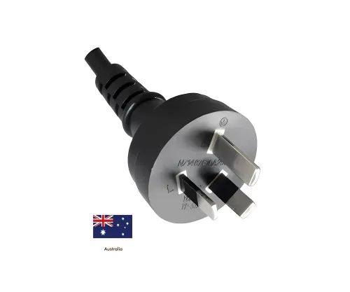 DINIC Netzkabel Australien, Typ I auf C13, SAA, Tick Mark, schwarz, 1.80m